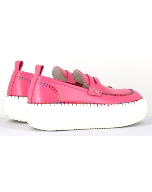 Mocassins en Cuir roses - Talon 5 cm