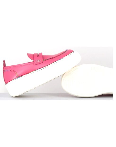 Mocassins en Cuir roses - Talon 5 cm