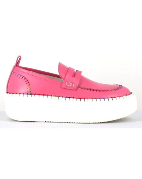 Mocassins en Cuir roses - Talon 5 cm
