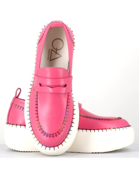 Mocassins en Cuir roses - Talon 5 cm