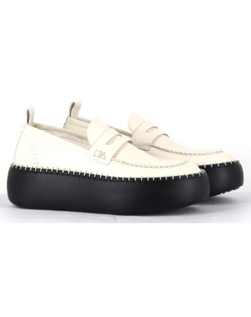 Mocassins en Cuir blancs - Talon 5 cm