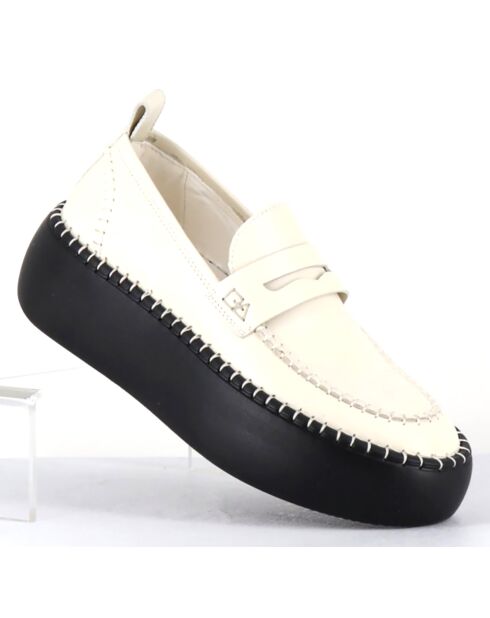 Mocassins en Cuir blancs - Talon 5 cm