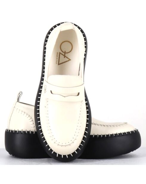 Mocassins en Cuir blancs - Talon 5 cm