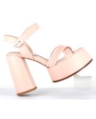 Sandales en Cuir nude - Talon 12.5 cm