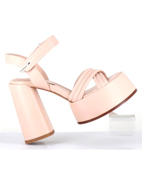 Sandales en Cuir nude - Talon 12.5 cm