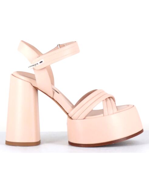 Sandales en Cuir nude - Talon 12.5 cm
