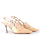 Slingbacks en Cuir Tiago beiges - Talon 7.5 cm