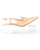 Slingbacks en Cuir Tiago beiges - Talon 7.5 cm