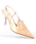 Slingbacks en Cuir Tiago beiges - Talon 7.5 cm