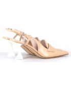 Slingbacks en Cuir Tiago beiges - Talon 7.5 cm