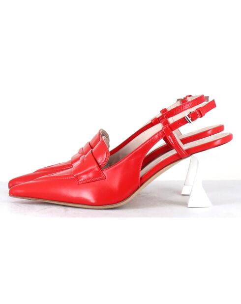 Slingbacks en Cuir Tiago rouges - Talon 7.5 cm