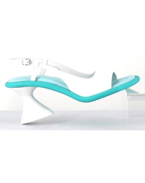 Witte leren slingbacks met hak van 7,5 cm