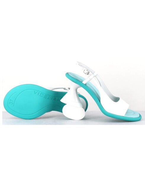 Witte leren slingbacks met hak van 7,5 cm