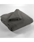 Edredon Gaze de coton unie Gaïa granit - 180x240 cm