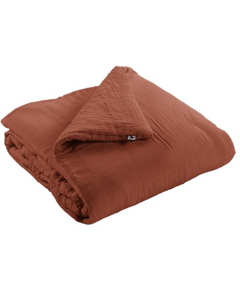 Edredon Gaze de coton unie Gaïa terracotta - 180x240 cm