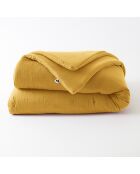 Edredon Gaze de coton unie Gaïa safran - 180x240 cm
