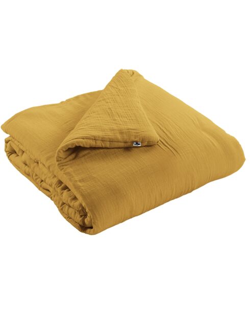 Edredon Gaze de coton unie Gaïa safran - 180x240 cm