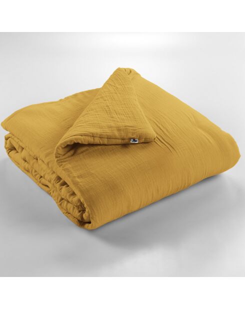 Edredon Gaze de coton unie Gaïa safran - 180x240 cm