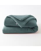 Edredon Gaze de coton unie Gaïa canard - 180x240 cm
