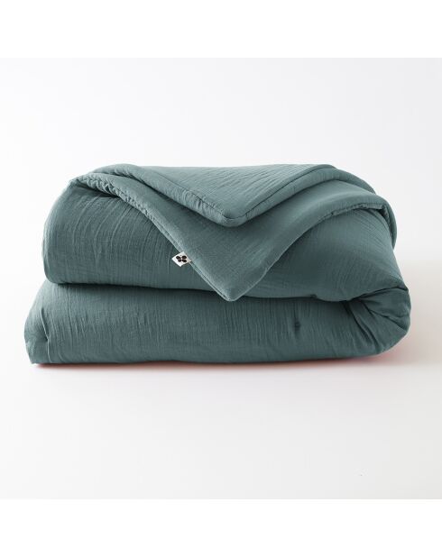 Edredon Gaze de coton unie Gaïa canard - 180x240 cm