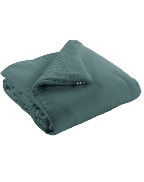 Edredon Gaze de coton unie Gaïa canard - 180x240 cm