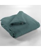 Edredon Gaze de coton unie Gaïa canard - 180x240 cm