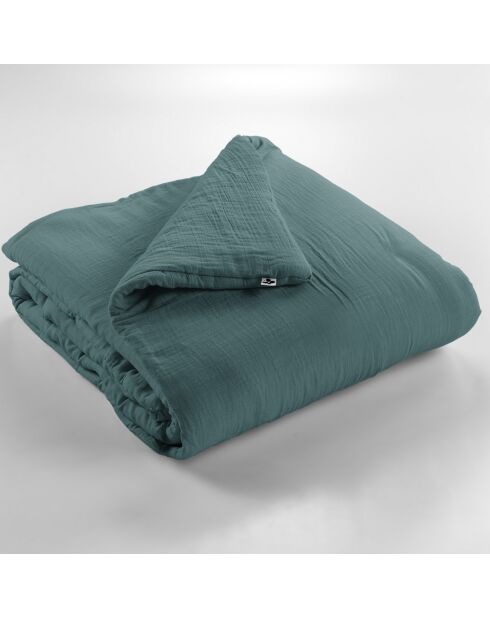 Edredon Gaze de coton unie Gaïa canard - 180x240 cm