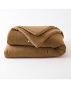 Edredon Gaze de coton unie Gaïa camel - 180x240 cm
