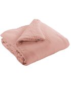 Edredon Gaze de coton unie Gaïa rose pêche - 180x240 cm