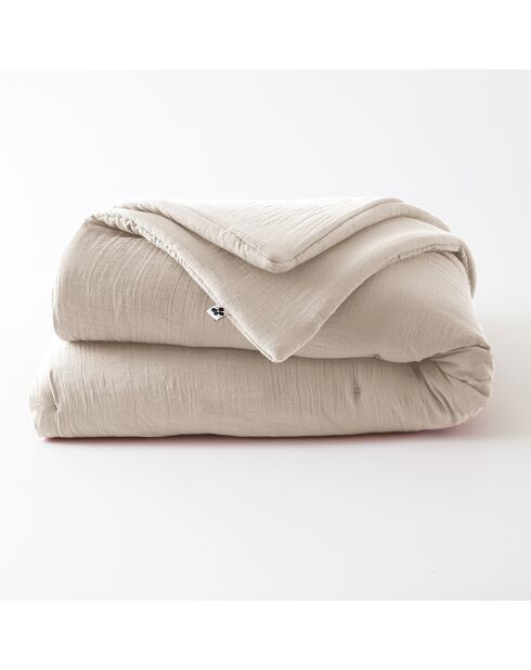 Edredon Gaze de coton unie Gaïa pampa - 180x240 cm