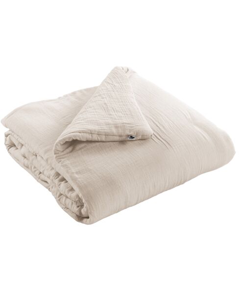 Edredon Gaze de coton unie Gaïa pampa - 180x240 cm