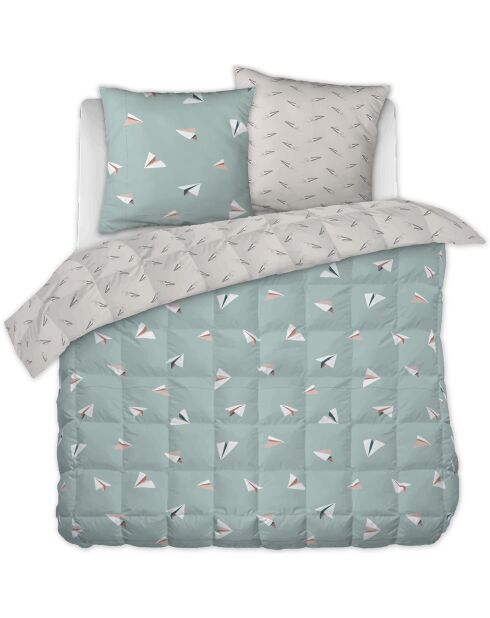 Parure Housse de couette Coton imprimé Petits Papiers multicolore