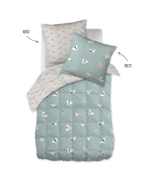 Parure Housse de couette Coton imprimé Petits Papiers multicolore