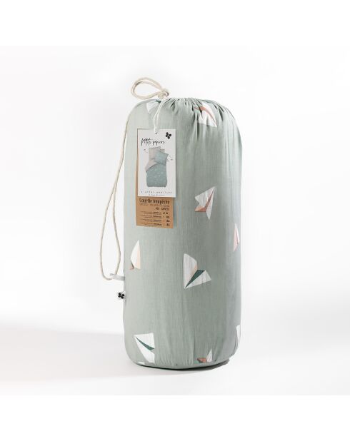 Juego de funda de edredón de papel pequeño de algodón con estampado multicolor