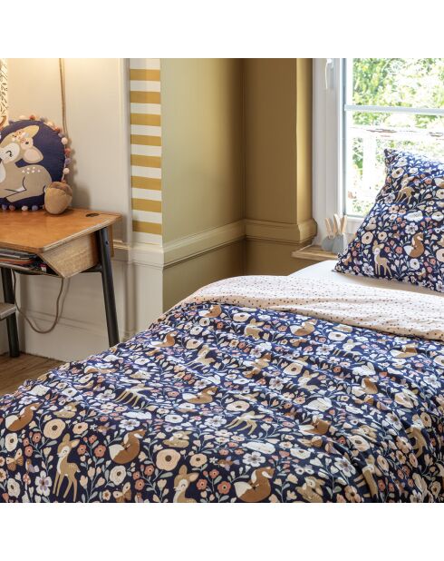 Parure Housse de couette Coton imprimé  Forêt Echantée multicolore