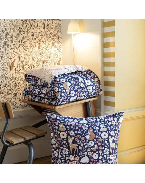 Parure Housse de couette Coton imprimé  Forêt Echantée multicolore