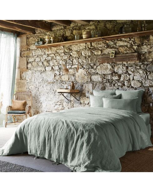 Housse de couette Lin lavé Soline eucalyptus