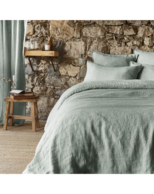 Housse de couette Lin lavé Soline eucalyptus