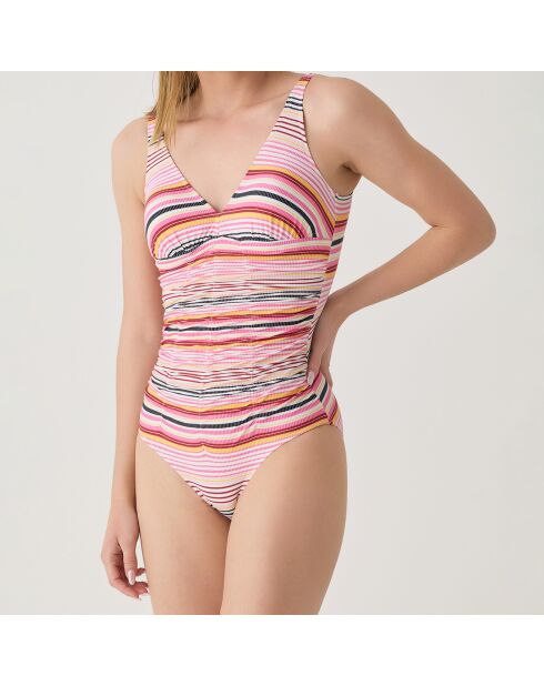Maillot de bain 1 Pièce coupe sous poitrine Drape Alma rose