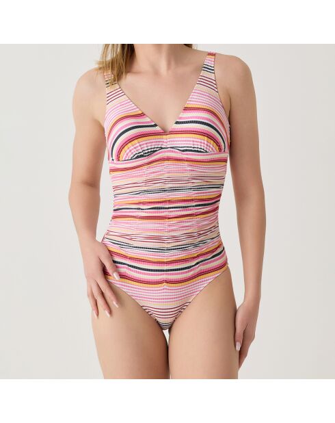 Maillot de bain 1 Pièce coupe sous poitrine Drape Alma rose