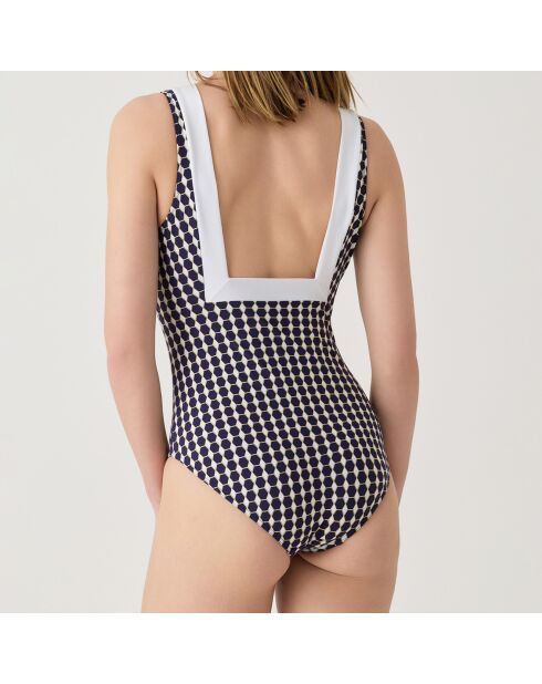 Traje de baño de una pieza con cuello cuadrado azul marino Brasilia