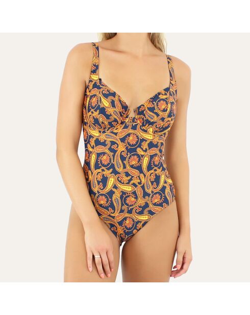 Marineblauw badpak uit één stuk met beugel Caracas