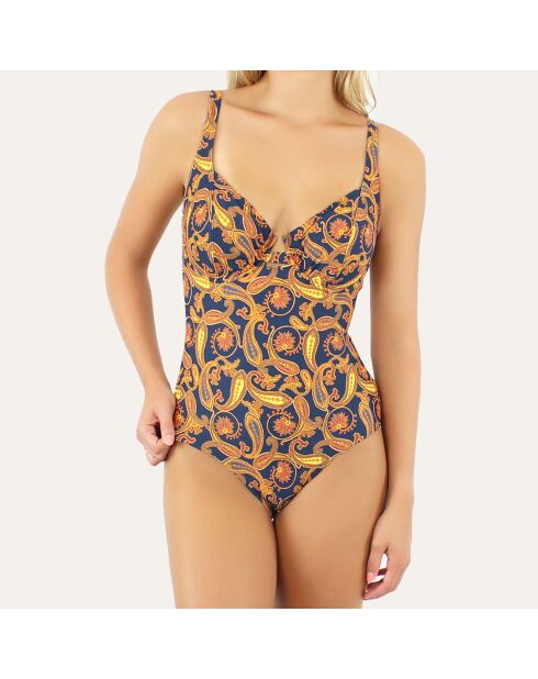 Marineblauw badpak uit één stuk met beugel Caracas