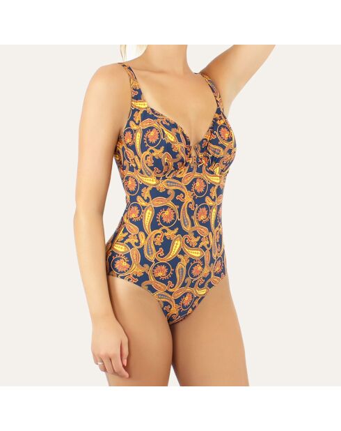 Marineblauw badpak uit één stuk met beugel Caracas