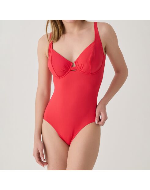 Traje de baño de una pieza con aros rojo Tulum