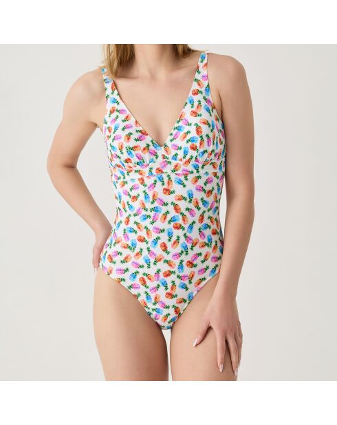 Maillot de bain 1 Pièce coupe sous poitrine Pina Colada blanc