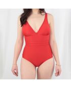 Maillot de bain 1 Pièce coupe sous poitrine Idylle rouge