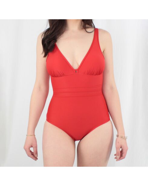Maillot de bain 1 Pièce coupe sous poitrine Idylle rouge