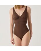 Maillot de bain 1 Pièce coupe sous poitrine Idylle marron