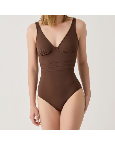 Maillot de bain 1 Pièce coupe sous poitrine Idylle marron